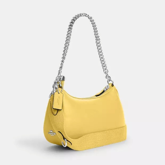 NEW! Teri Shoulder Bag in Signature Quilting in Silver/Retro Yellow 💛💛💛 +1 Lf - Picture 2 of 6